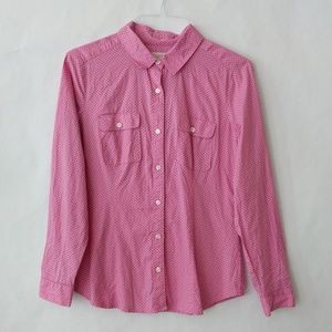 LOFT Polka Dot Button Front Long Sleeve Work Shirt
